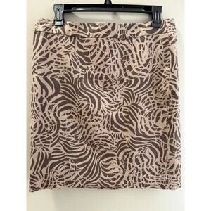 Banana Republic Brown Swirl Animal Print Pencil Skirt 10 Workwear Casual Chic